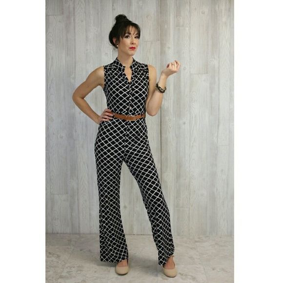 Patterned Jumpsuit with Belt - Picture 1 of 2